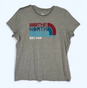 THE NORTH FACE SHIRT WOMENS XL GREY SHORT SLEEVE RED WHITE BLUE - Picture 1 of 6