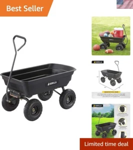 4 Cu Ft Heavy-Duty Garden Cart - 600 lb Capacity Dump Wagon with Pneumatic Tires - Picture 1 of 11