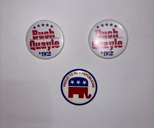 3 1992 Presidential Pins Republican Bush Quayle Pins - Picture 1 of 1
