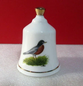 Miniature Danbury Mint CONNECTICUT Robin State Birds Bone China Mini Bell - Picture 1 of 2