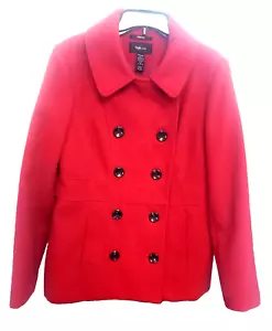 Style&co Maroon Suede Double-Breasted Peacoat Size M Blazer/Jacket/Coat - Picture 1 of 7