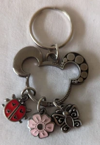 Disney Minnie Mouse Mickey Flower Ladybug Butterfly Key Chain Silver Tone - READ - Picture 1 of 4