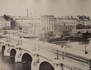 c1865 Attr. Charles Soulier PARIS vue de la SEINE Pont Neuf albumen print - Picture 1 of 2