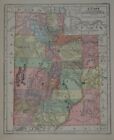 Original 1902 Crowell Map UTAH Indian Reservations Brigham Ogden Provo Coalville