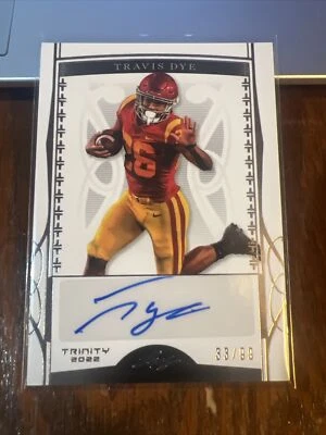 Travis Dye 2022 Leaf Trinity Football cartão de novato automático #BA-TD1 USC Jets /99 - Imagem 1 de 4