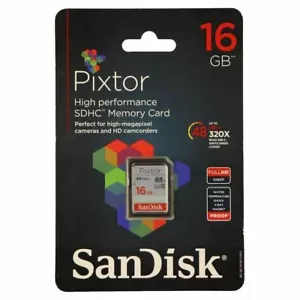 NEW SanDisk Pixtor High Performance SDHC Memory Card, 16GB Waterproof 1080p - Picture 1 of 2