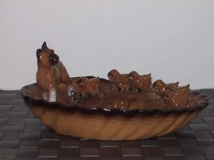 CERAMIC ASHTRAY WITH BOXER AND HER SIX PUPPIES BY CHASE MADE IN JAPAN - Picture 1 of 9
