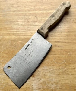 SHARP Vintage FARBERWARE 5.5” Blade Stainless Meat Cleaver Knife w/ Wood Handle - Picture 1 of 13