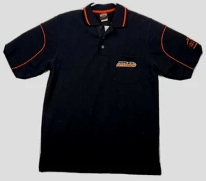 Harley-Davidson Men’s S/S Collared Polo Shirt Size Medium Black Orange Park FL - Picture 1 of 12