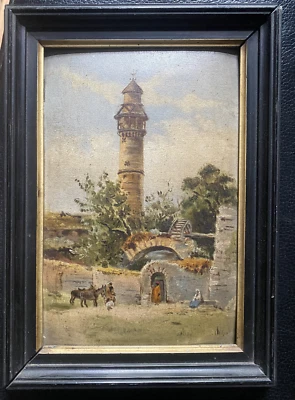 Torre medieval Biedermeier burro marco orientalista puerta antigua arco patio Foto 1 de 4