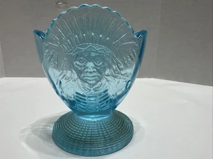 Vintage KEMPLE Glass Native American Chief Toothpick/Matches/Votive Holder - Picture 1 of 6