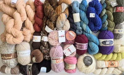 Mixed Lot Yarn 32+ Skein Hank Angora, Merino,Silk,wool 6+lbs Knit Crochet Weave - Image 1 of 3