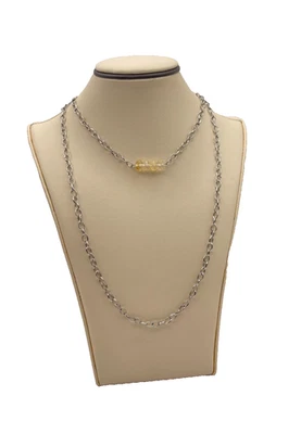 Collar Plateado Multi-Hebra Naranja Cuentas 36" Foto 1 de 3