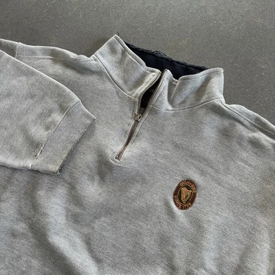 Vintage Guiness Clothing Distressed 1/4 Zip Pullover Textured Waffle Gray 2XL - Image 1 of 4