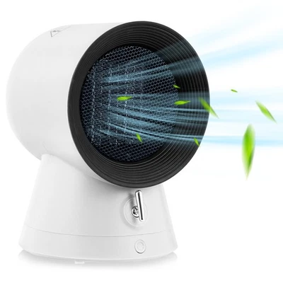 Mini ventilador eléctrico de escritorio de cerámica PTC portátil 1500 W blanco Foto 1 de 4