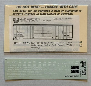HERALD KING HO DECAL-MILWAUKEE ROAD/MILW 50’ BOX CAR - BLUE w/WHITE LETT #B-374 - Picture 1 of 1