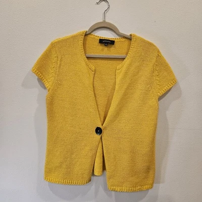 BtJones New York Womens Yellow One Button Cardigan Short Sleeve Sz.L  - Image 1 of 4