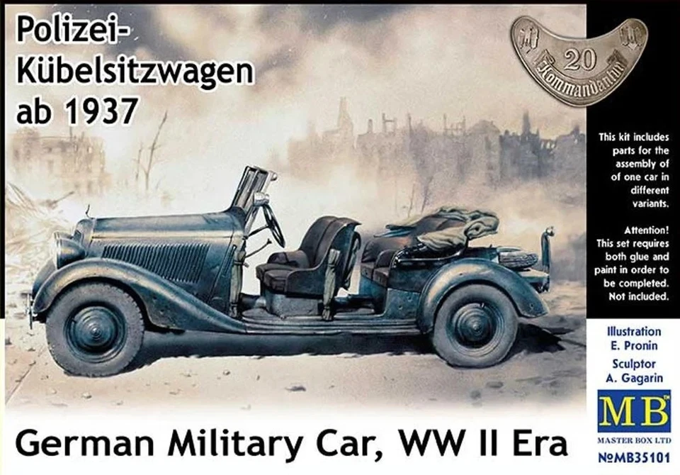 Masterbox 1/35 Polizei-Kübelsitzwagen 1937 Auto Militare Tedesca - Immagine 1 di 1