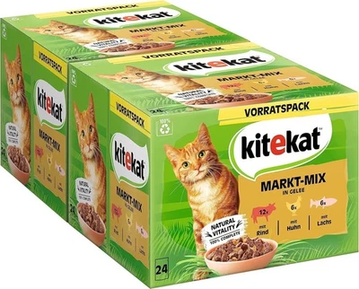 Kitekat Katzenfutter Nassfutter Markt-Mix in Gelee – Feuchtfutter in 48 Portions - Bild 1 von 4