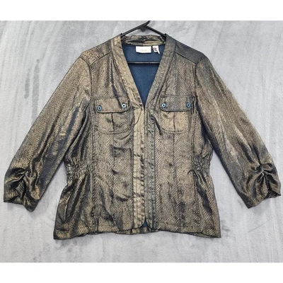 Blusa Chicos Metálica Piel de Serpiente Cuello en V Talla 1 M/8 Dorado Gancho y Ojo Cintura Calada Foto 1 de 4