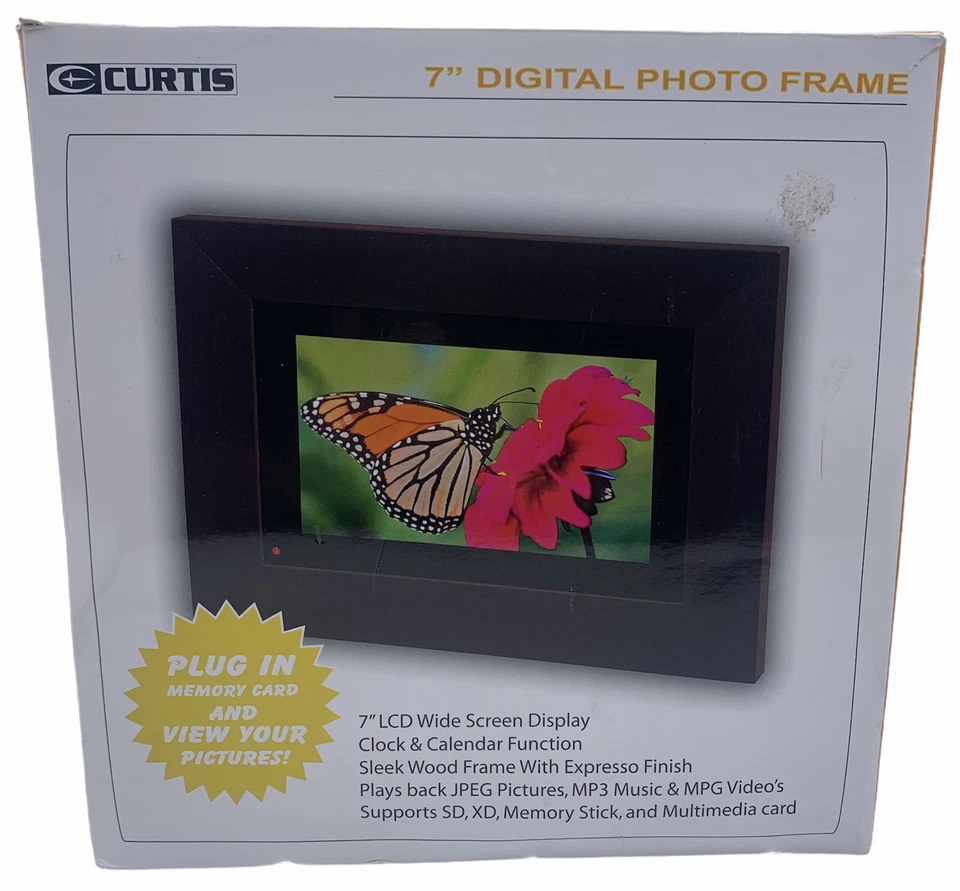 Curtis 7" Digital Photo Frame Wood Frame JPEG MP3 MPG - Image 1 of 4