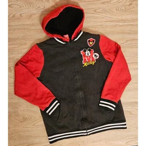 Disney Mickey Mouse Full Zip Letterman Hoodie Unisex Kids Size XL Sherpa Lined  - Picture 1 of 6