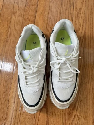Men's H&M White Beige Chunky Sneakers Shoes Size 10.5 US 44 Europe Slightly Used - Image 1 of 4