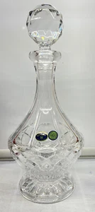 Bohemia Clear Lead Crystal Glass Whiskey Liquor Pedestal Decanter Bottle New 13” - Picture 1 of 4