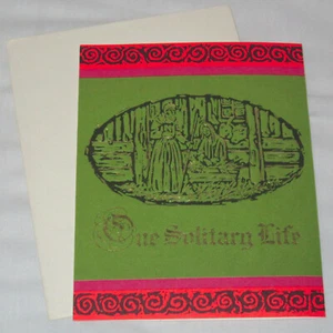 Tarjeta de felicitación de Navidad de una vida solitaria de belén marrón Bigelow de colección única - Imagen 1 de 8