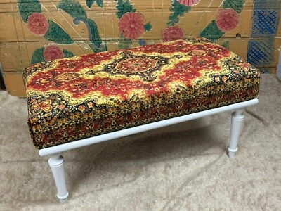 Banco otomano rústico hecho a mano vintage estilo bohemio madera maciza Foto 1 de 4