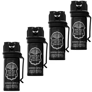 4 PACK Police Magnum 2 ounce Flip Top Belt Clip Pepper Spray Security Protection - Picture 1 of 7