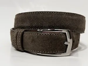 Men’s J. Hilburn Size 31 Gray Suede Leather Handcrafted Belt with Silver Buckle - Picture 1 of 5