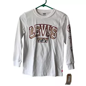 Levi's Youth Boys Sz. Small Long Sleeve Graphic Print Logo T-Shirt White 8-10yrs - Picture 1 of 7