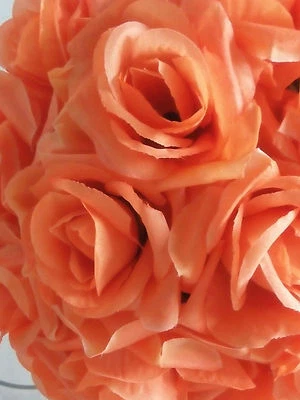 Orange  Rose Flower Ball  Wedding decoratin Ball Kissing Ball 10 inches - Image 1 of 3