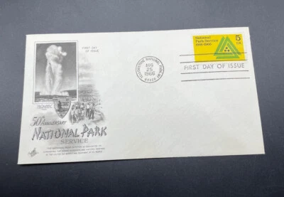 Scott 1314 National Parks Aug 25, 1966 Sticker Artcraft Cachet FDC Unaddressed - Image 1 of 4