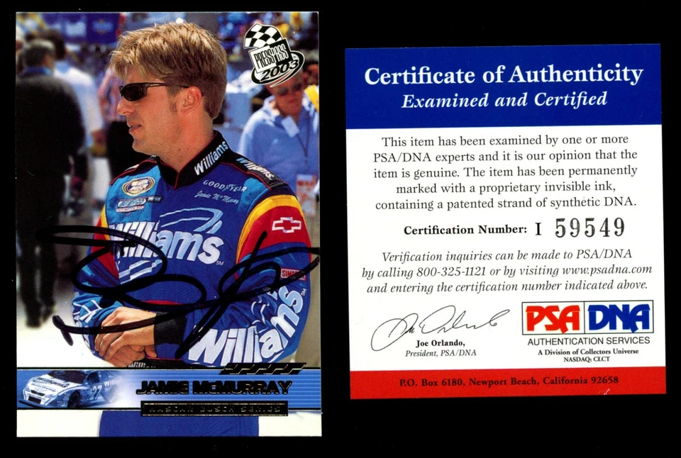 Tarjeta de pase de prensa NASCAR 2003 autógrafo firmado por Jamie McMurray #44 PSA Foto 1 de 1