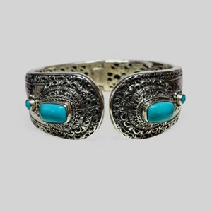 Sarda Sterling 925 Silver Turquoise Cuff Bracelet 7 in - Picture 1 of 6