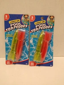 Light-Up Pool Torpeddes 2 Packs of 2 In Each Green & Red 5 Inches Long - Picture 1 of 8
