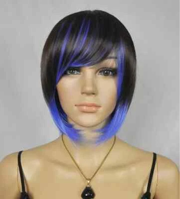 Hot продать новый коричневый смесь синий короткий прямой женщин леди девочка волосы парики - Изображение 1 из 4
