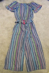 Wonder Nation striped Peasant shirt & wide leg pants , 2 pc outfit sz L 10-12 - Picture 1 of 6