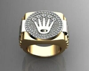 Anillo de boda redondo de 1,00 quilates enchapado en plata en oro amarillo 14 K - Imagen 1 de 5