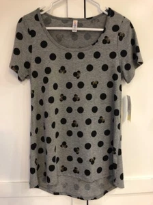 NWT LuLaRoe Disney Minnie Mouse Black Polka Dot Classic T Grey Top Size XS HTF - Picture 1 of 6