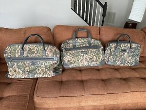 Vintage Protocol Floral Tapestry Bag Set Briefcase Luggage Handbag Laptop Duffle