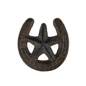 Horseshoe Star Drawer Pull Knob Handle Cast Iron Antique Style 2" with Screws