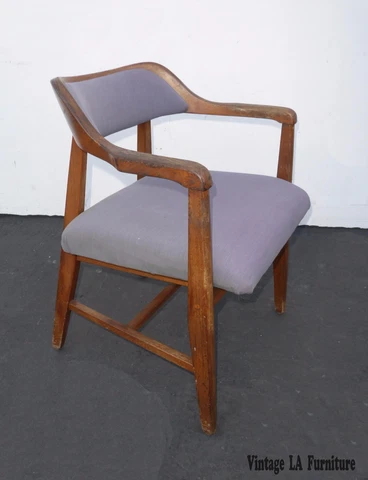 Vintage Danish Modern Style Solid Wood Accent Chair Lavender Fabric Cover