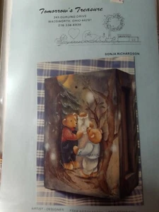 SONJA RICHARDSON 1990 TEDDY BEAR FIREFLY SUMMER BOX PAINTING PATTERN  - Picture 1 of 3