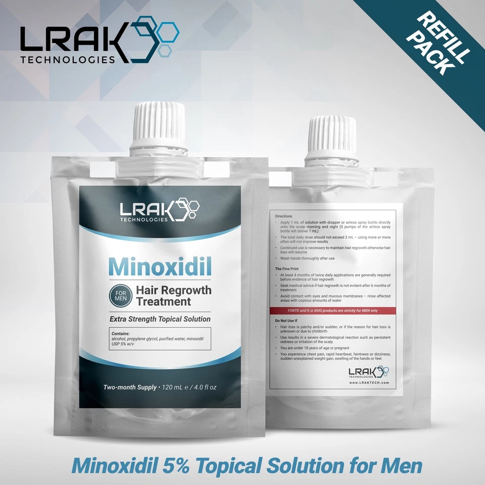 HAIR LOSS - Minoxidil 5% Extra Strength Solution For Men | REFILL POUCH | 120 mL - image 1 of 4