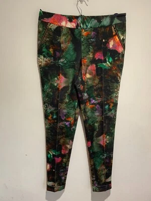 Ted Baker Olivie trousers Size 3 UK 12 VGC slim floral pattern print stretch - Image 1 of 4