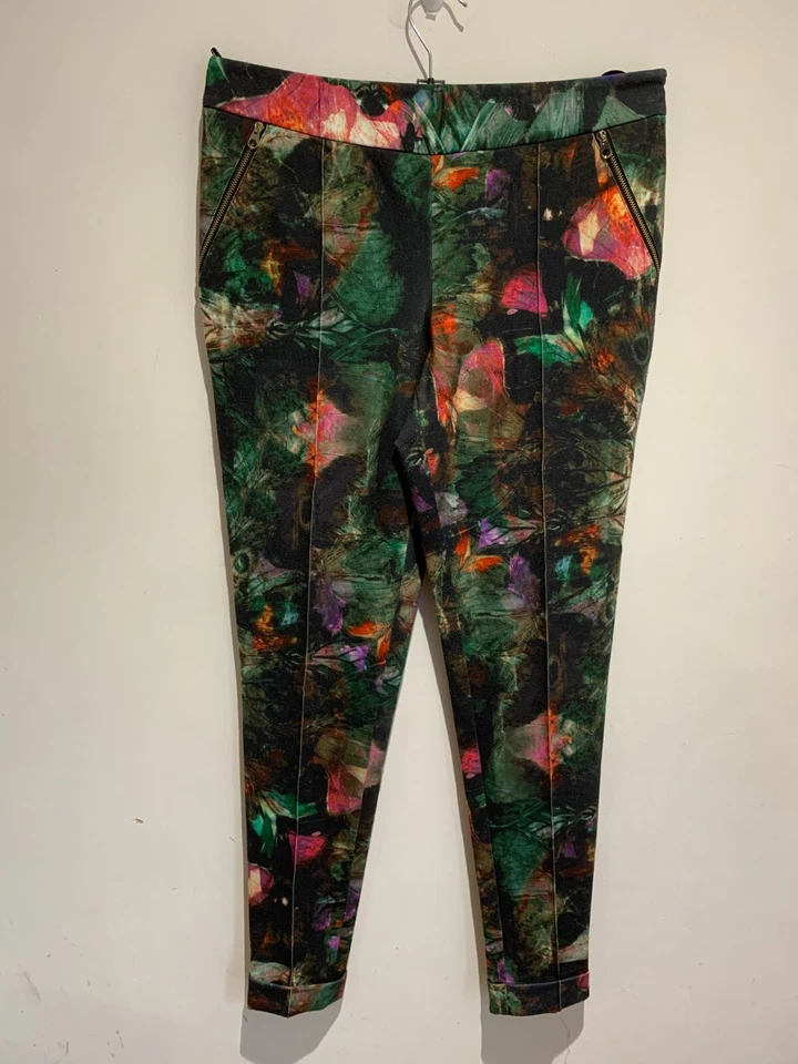 Ted Baker Olivie trousers Size 3 UK 12 VGC slim floral pattern print stretch - Image 1 of 4