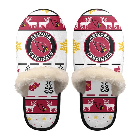 Arizona Cardinals Christmas Plush Slippers Warm Soft Non-Slip House Slippers Cover